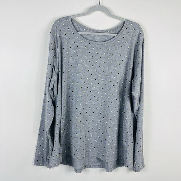 Healing Hands Sz 3X Geo Print Long Sleeve Mackenzie Underscrub Tee Top Gray 5051 - Picture 1 of 8